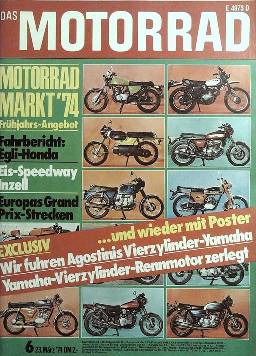 Motorrad Tijdschrift Duitsland 1974-06 – Giacomo Agostini – Originele uitgave