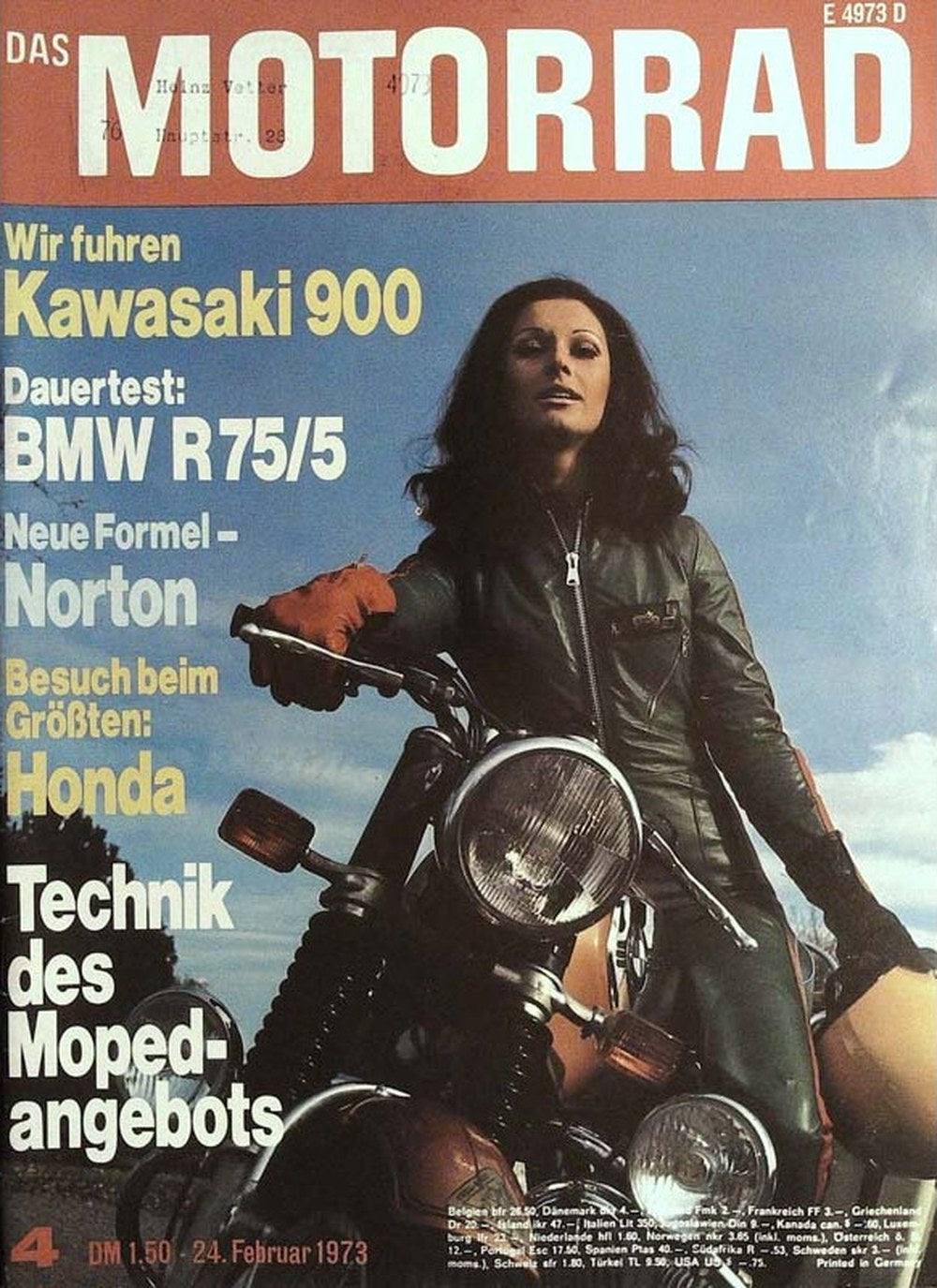 Motorrad Tijdschrift Duitsland 1973-04 Originele uitgave