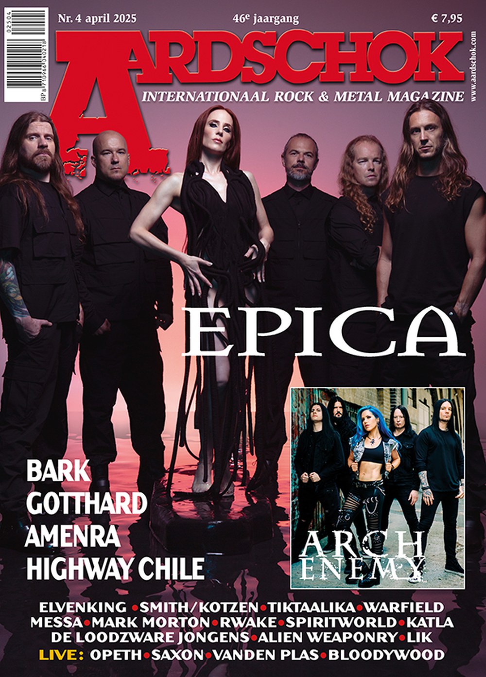Aardschok Lehti Alankomaat 2025-04 – Epica Arch Enemy Bark Gotthard Amenra – Alkuperäinen painos