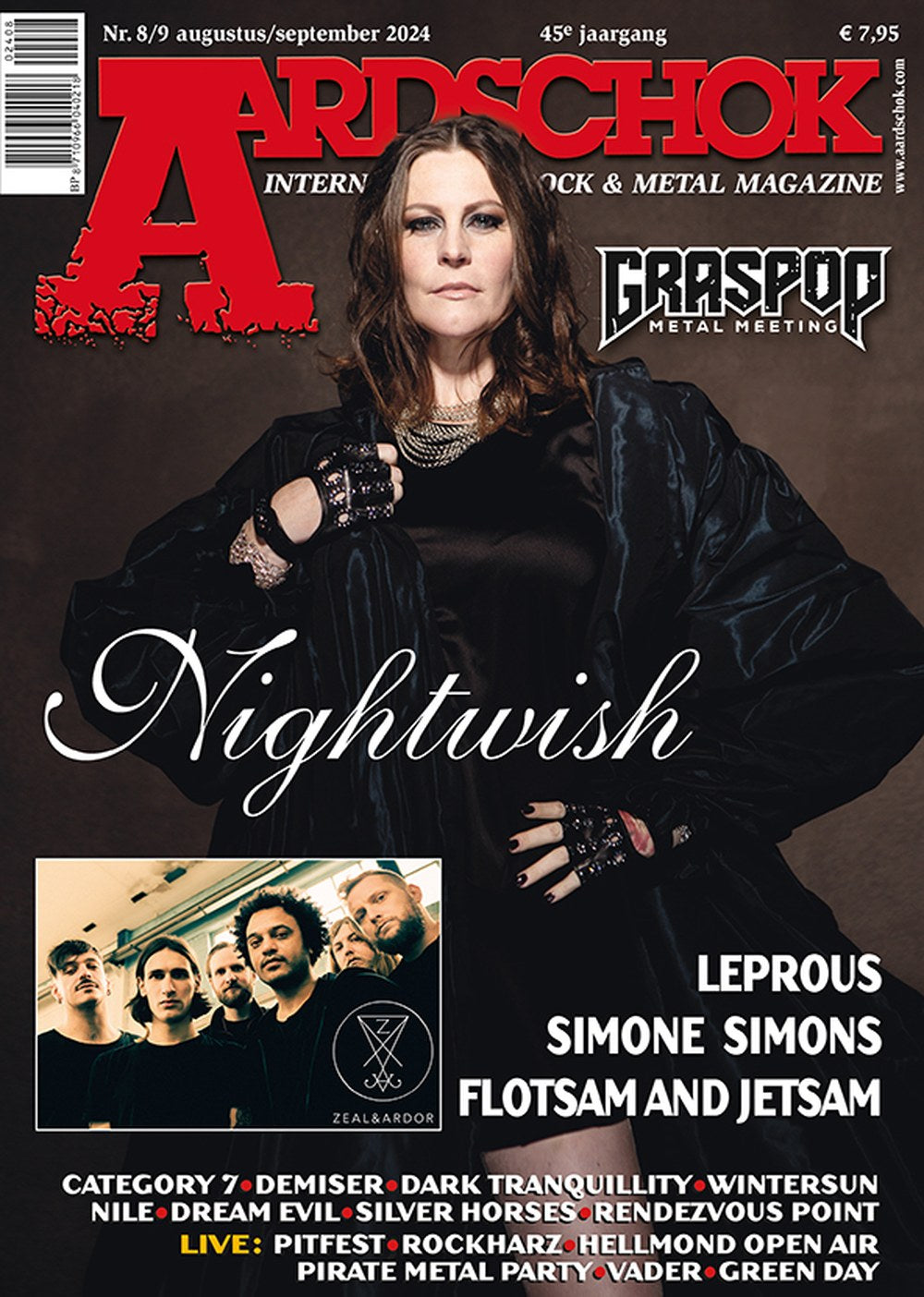 Aardschok Rivista Paesi Bassi 2024-09 – Floor Jansen Simone Simons Nightwish Zeal & Ardor Leprous – Edizione originale