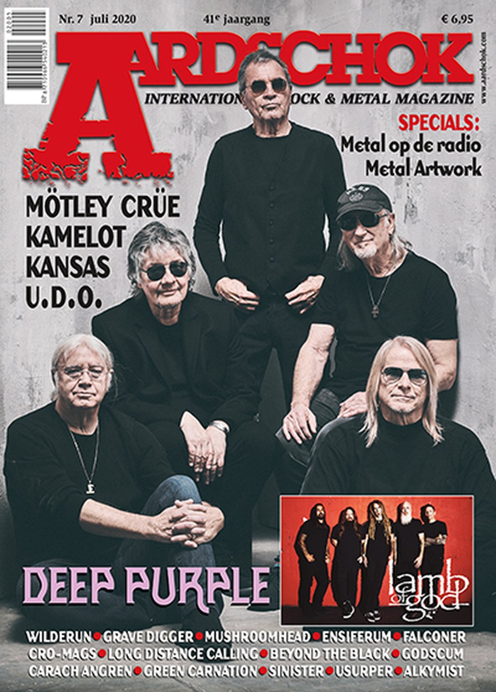 Aardschok Revista Países Baixos 2020-07 – Deep Purple Lamb Of God Mötley Crüe Kamelot Kansas – Edição original