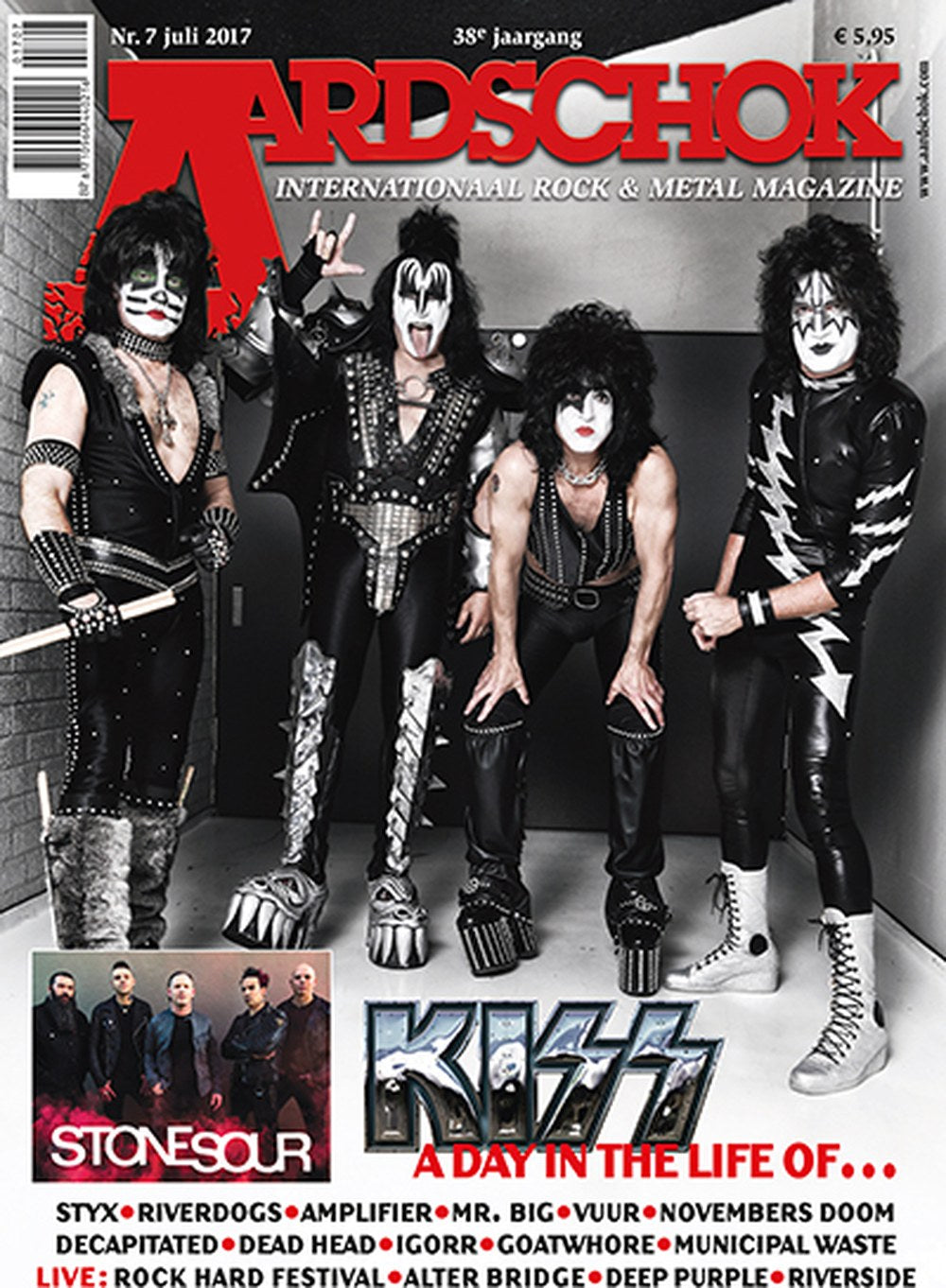 Aardschok Revista Países Baixos 2017-07 – KISS Stone Sour Styx Riverdogs Amplifier – Edição original