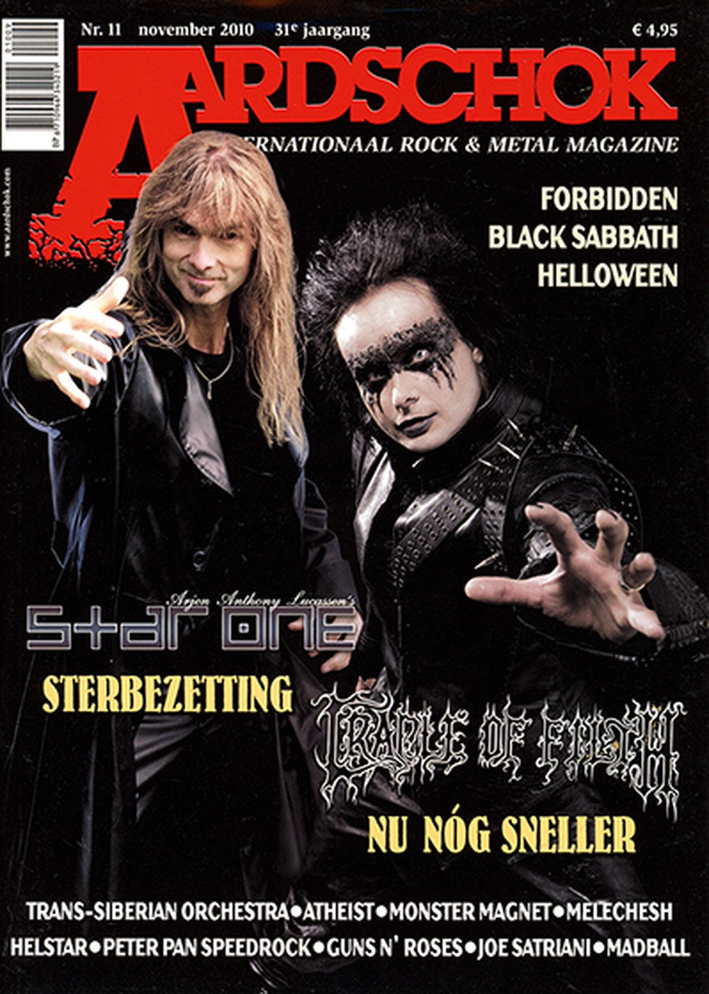 Aardschok Tijdschrift Nederland 2010-11 – Arjen Anthony Lucassen Dani Filth Star One Cradle Of Filth Forbidden – Originele uitgave