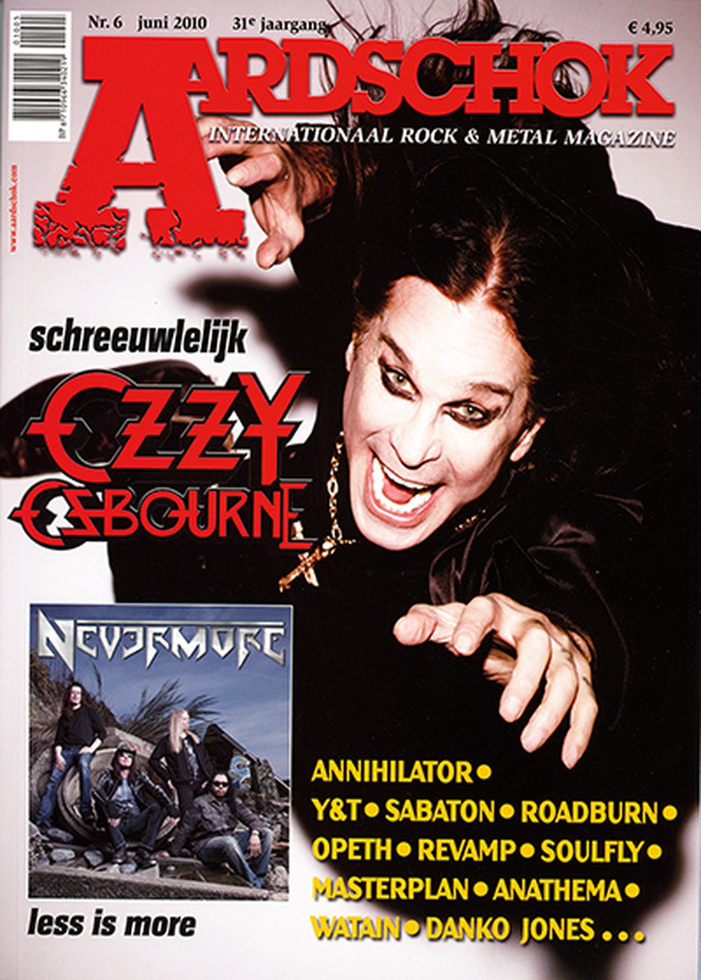 Aardschok Revista Países Baixos 2010-06 – Ozzy Osbourne Nevermore Annihilator Y&T Sabaton – Edição original