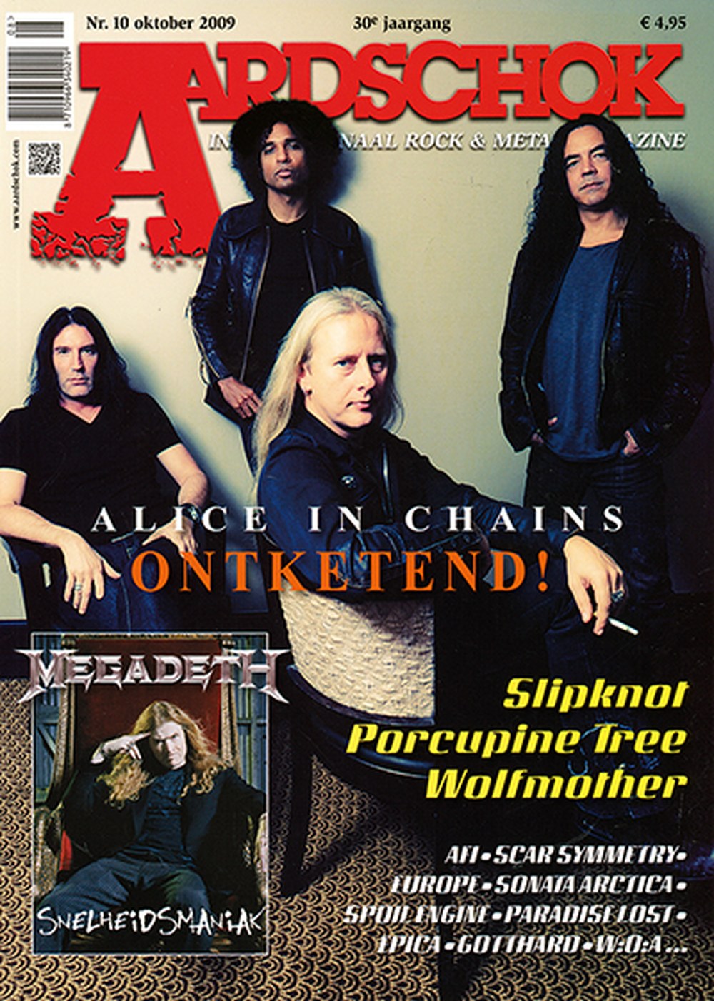 Aardschok Lehti Alankomaat 2009-10 – Alice In Chains Megadeth Slipknot Porcupine Tree Wolfmother – Alkuperäinen painos