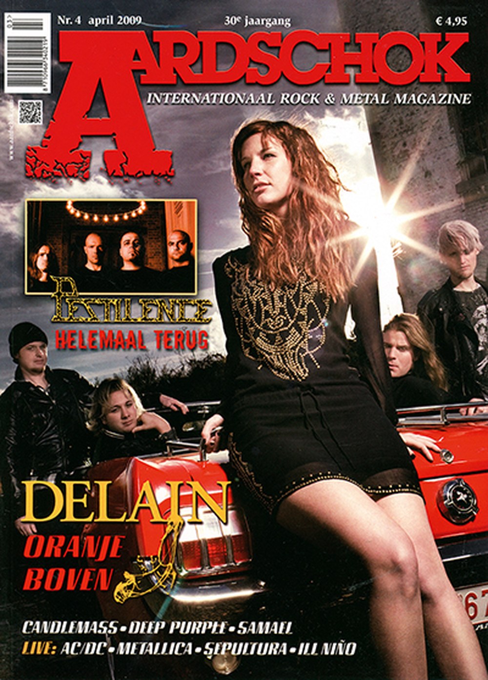 Aardschok Lehti Alankomaat 2009-04 – Delain Charlotte Wessels Pestilence Candlemass Deep Purple – Alkuperäinen painos