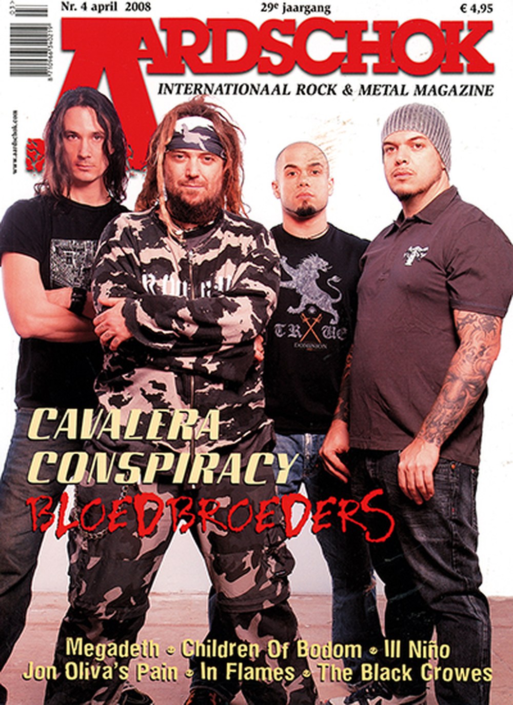 Aardschok Tijdschrift Nederland 2008-04 – Cavalera Conspiracy Megadeth Children Of Bodom Ill Niño Jon Oliva's Pain – Originele uitgave