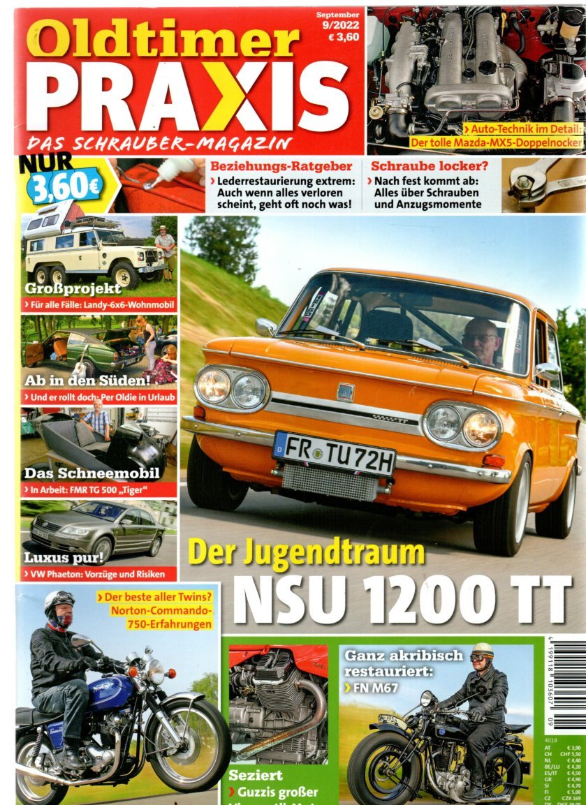 Oldtimer Praxis Tijdschrift Duitsland 2022-09 Originele uitgave