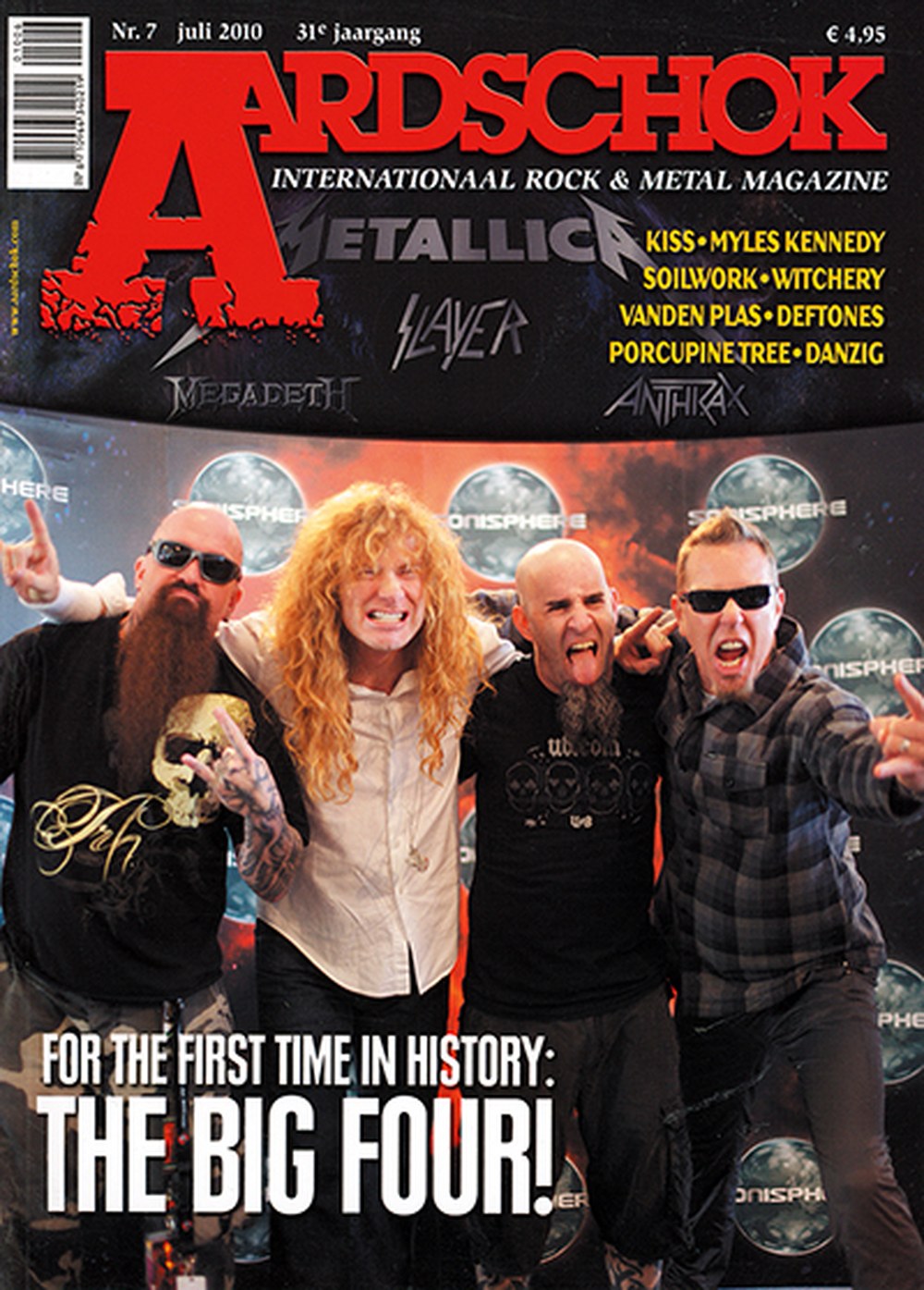 Aardschok Revista Países Baixos 2010-07 – Kerry King Dave Mustaine Scott Ian Charlie Benante Metallica – Edição original