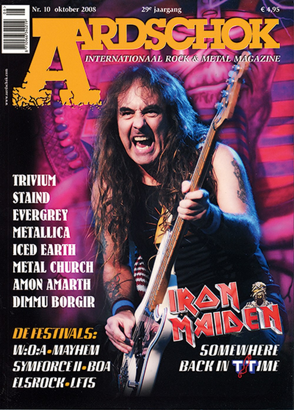 Aardschok Revista Países Baixos 2008-10 – Steve Harris Trivium Staind Evergrey Metallica – Edição original