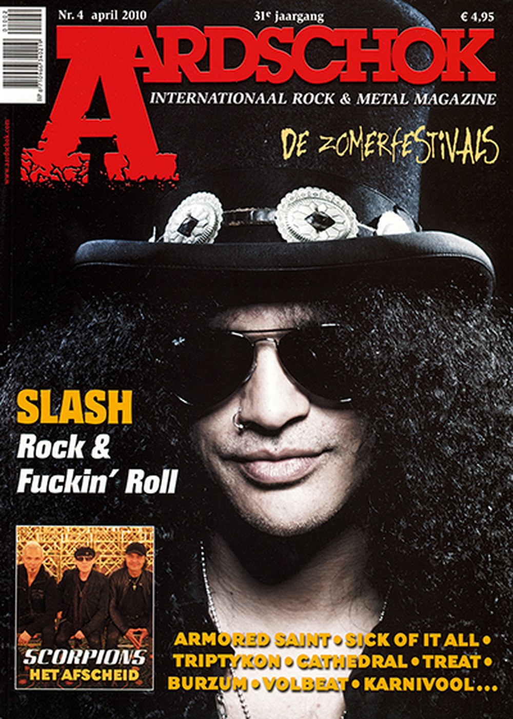 Aardschok Revista Países Baixos 2010-04 – Slash Scorpions Armored Saint Sick Of It All Triptykon – Edição original