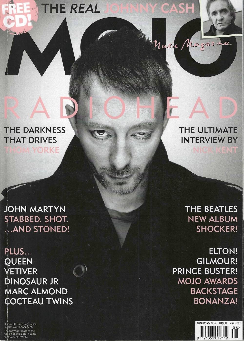 Mojo Revista UK 2006-08 – Thom Yorke Johnny Cash John Martyn Elton John David Gilmour – Edição original