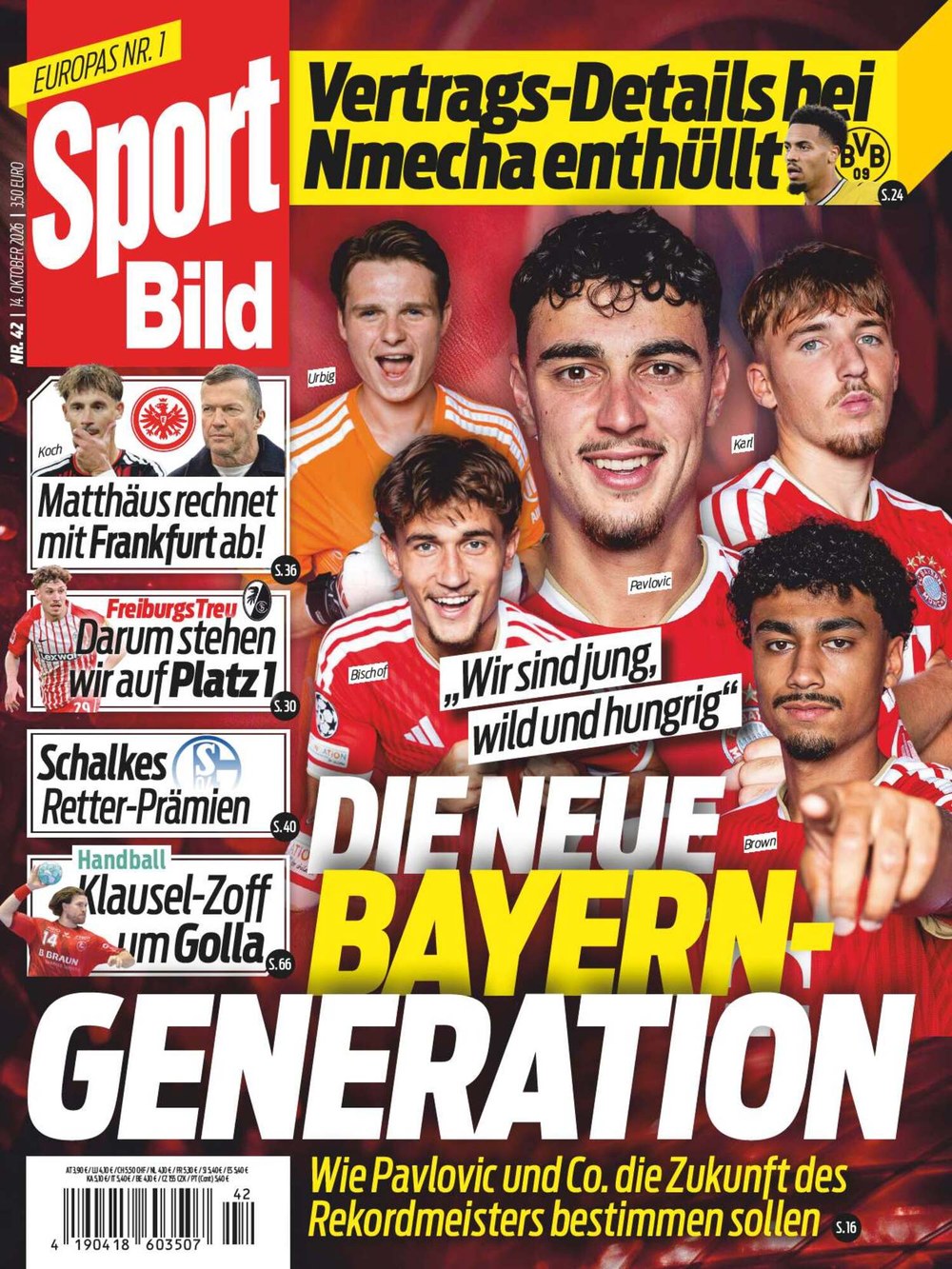 Sport Bild Magazine Allemagne 2026-42 – Aleksandar Pavlović Lothar Matthäus Felix Nmecha – Édition originale