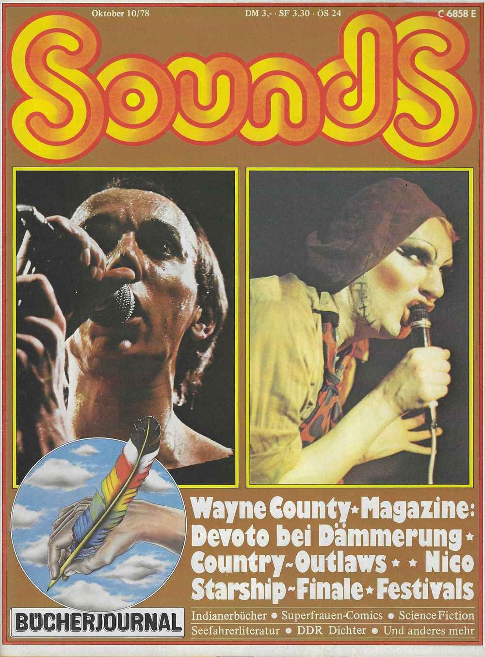 Sounds Rivista Germania 1978-10 – Howard Devoto Wayne County Magazine Country Outlaws Starship – Edizione originale