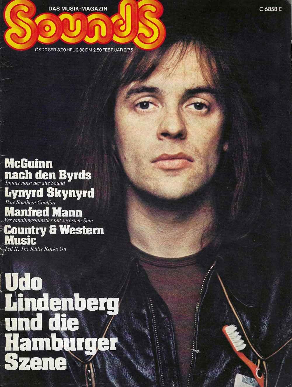 Sounds Rivista Germania 1975-02 – Udo Lindenberg Roger McGuinn Manfred Mann Lynyrd Skynyrd The Byrds – Edizione originale