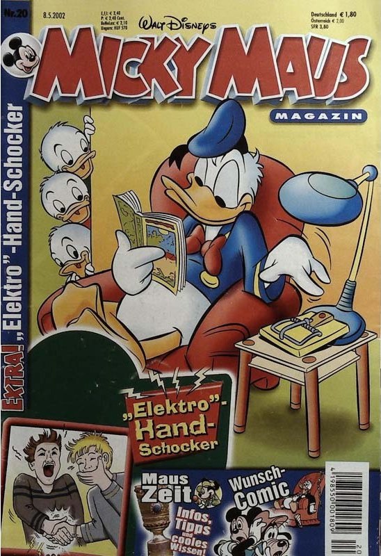 Micky Maus Lehti Saksa 2002-20 – Donald Duck Huey Duck Dewey Duck Louie Duck – Alkuperäinen painos