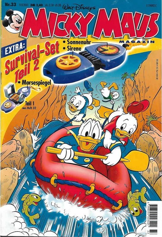 Micky Maus Rivista Germania 2001-33 – Donald Duck Huey Duck Dewey Duck Louie Duck – Edizione originale