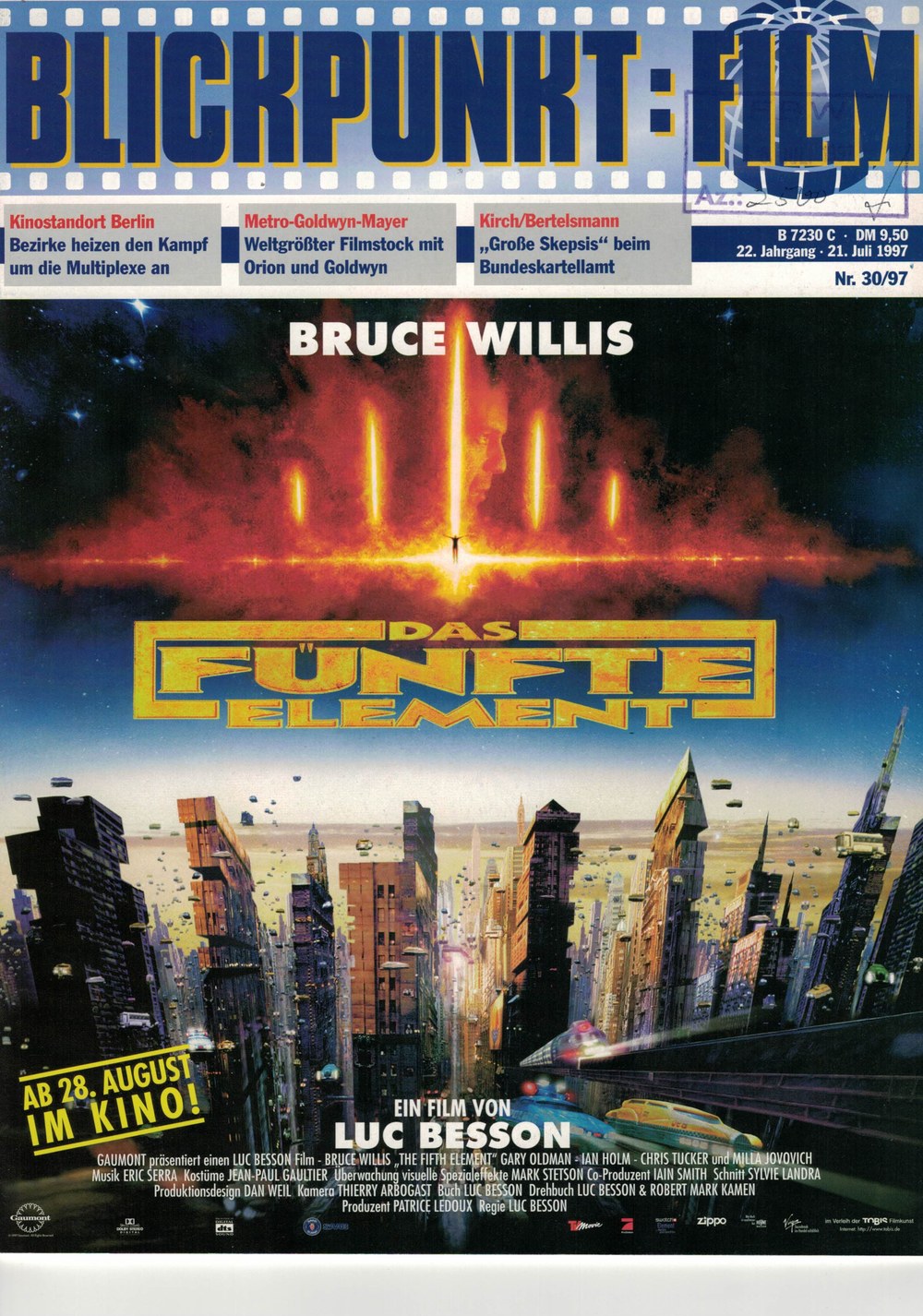 Blickpunkt Film Tijdschrift Duitsland 1997-30 – Bruce Willis Luc Besson Gary Oldman Ian Holm Chris Tucker – Originele uitgave