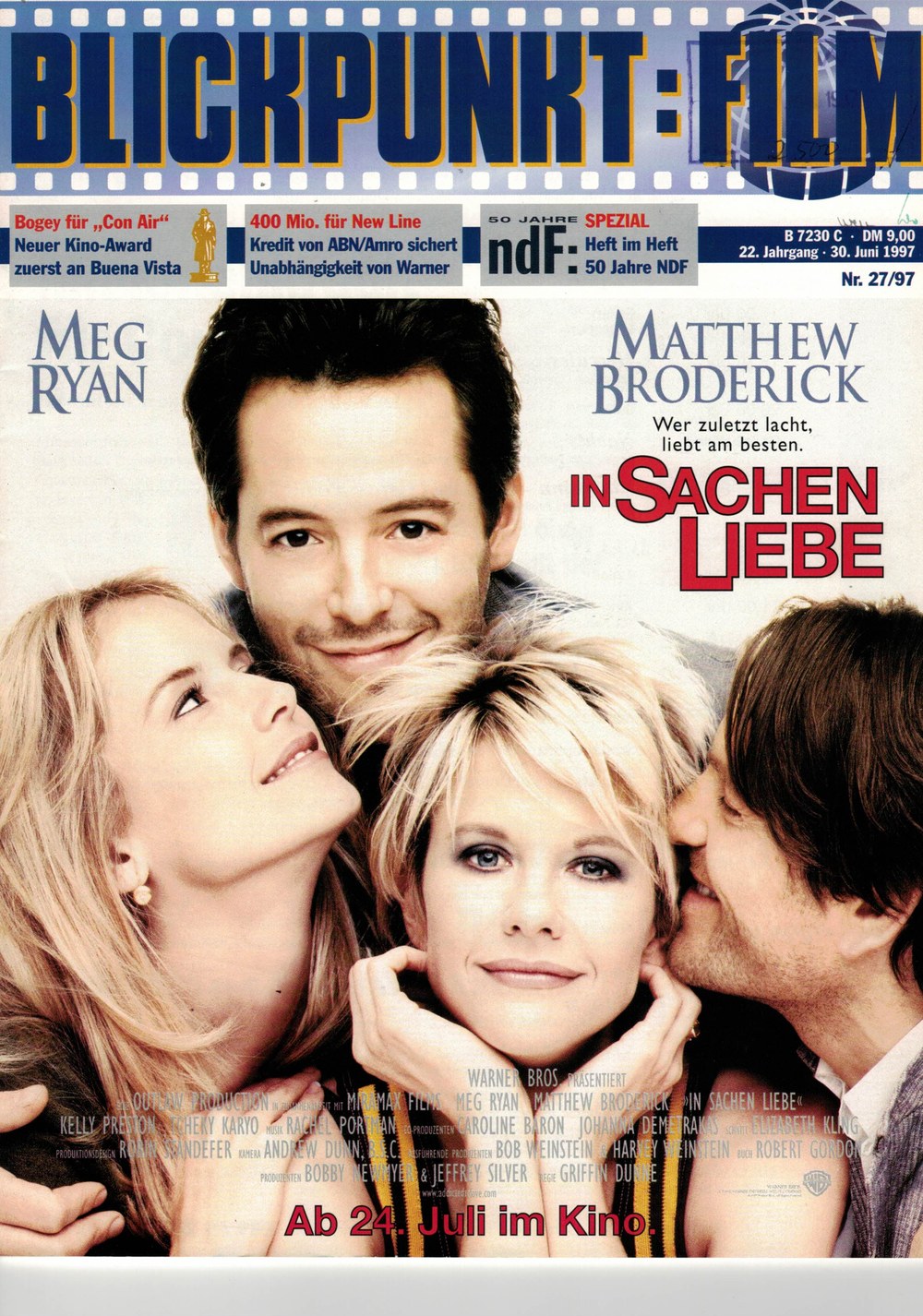 Blickpunkt Film Revista Alemanha 1997-27 – Meg Ryan Matthew Broderick Kelly Preston – Edição original