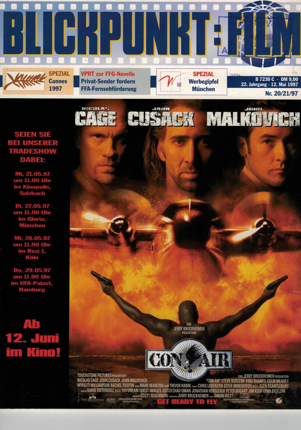 Blickpunkt Film Tijdschrift Duitsland 1997-20 – Nicolas Cage John Cusack John Malkovich – Originele uitgave