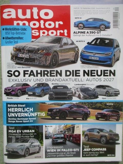 Auto Motor Und Sport Rivista Germania 2026-20 Edizione originale