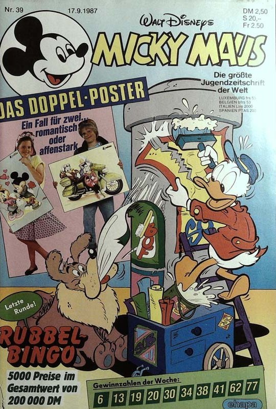Micky Maus Magazine Germany 1987-39 – Micky Maus Donald Duck Dagobert Duck – Original Print Issue
