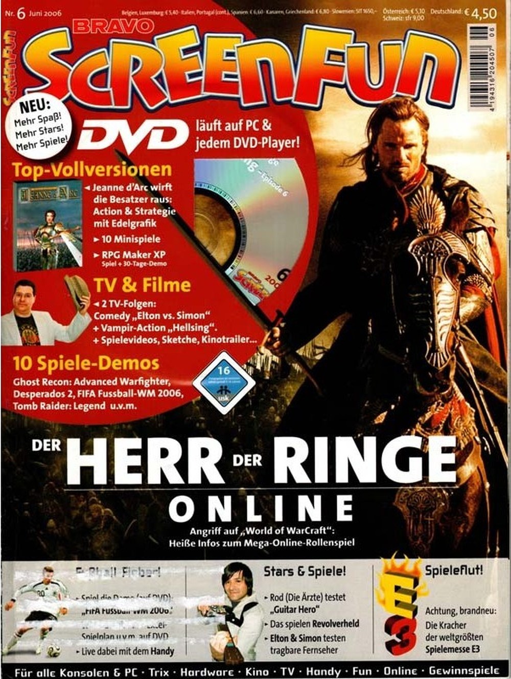 Bravo Screenfun Rivista Germania 2006-06 – Rod (Die Ärzte) Elton Simon Gosejohann Die Ärzte – Edizione originale