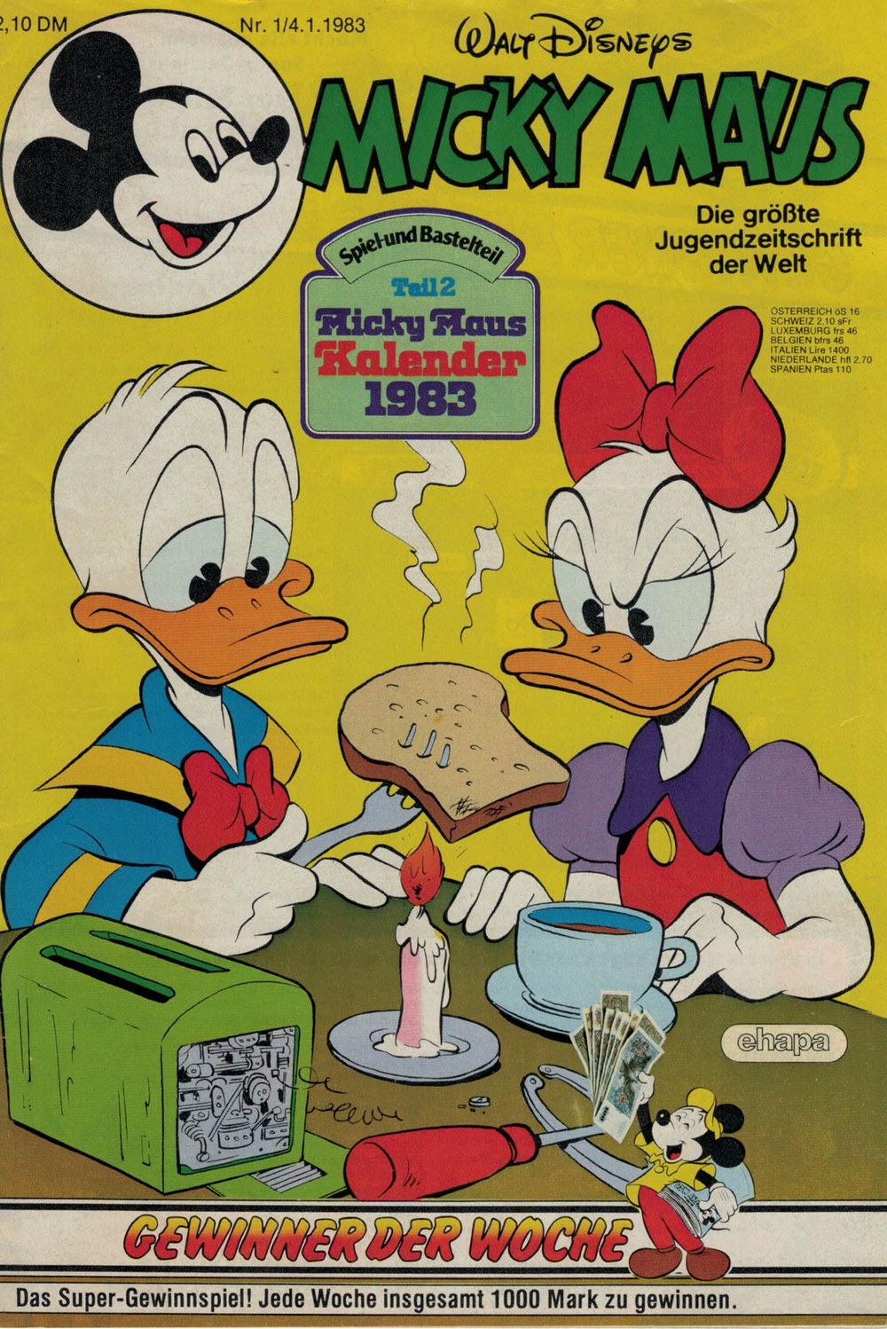 Micky Maus Magasin Tyskland 1983-01 – Donald Duck Daisy Duck – Originalutgåva