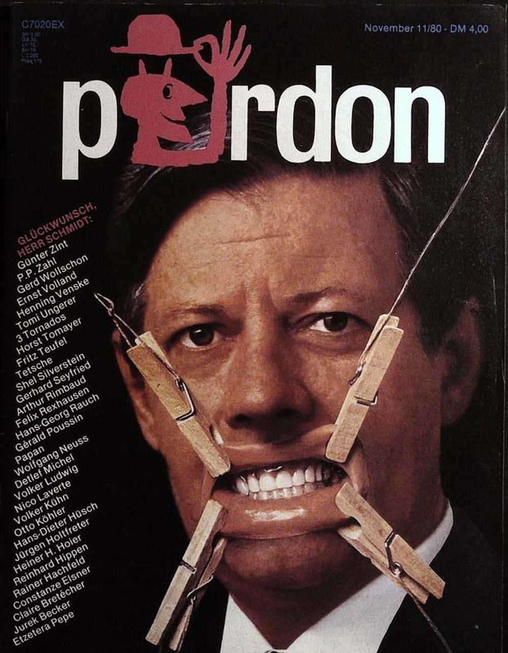 Pardon Lehti Saksa 1980-11 – Helmut Schmidt Günter Zint P.P. Zahl Gerd Wollschon Ernst Volland – Alkuperäinen painos