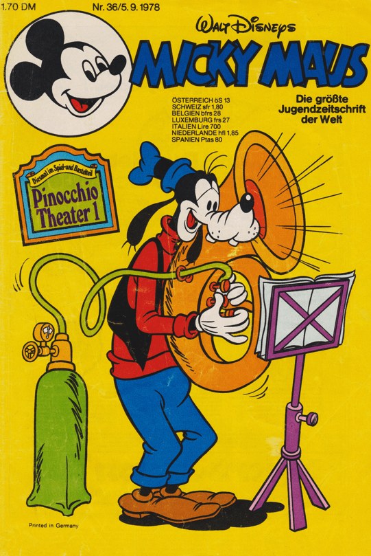 Micky Maus Lehti Saksa 1978-36 – Goofy Micky Maus – Alkuperäinen painos