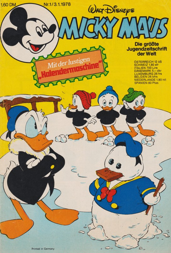 Micky Maus Lehti Saksa 1978-01 – Donald Duck Huey Duck Dewey Duck Louie Duck Mickey Mouse – Alkuperäinen painos