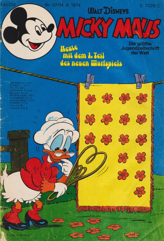 Micky Maus Lehti Saksa 1974-37 – Daisy Duck Micky Maus – Alkuperäinen painos