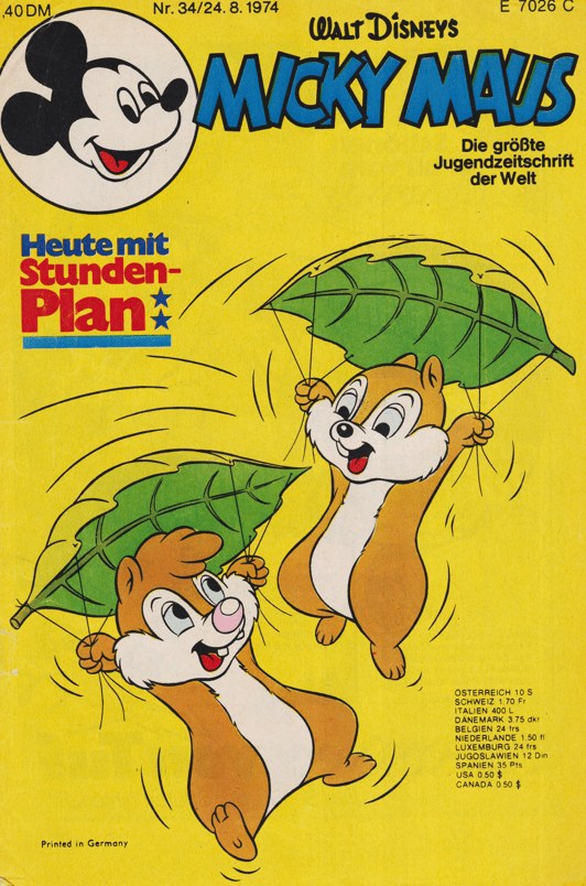 Micky Maus Magasin Tyskland 1974-34 – Chip Dale Mickey Mouse – Originalutgåva
