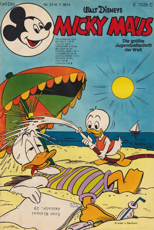 Micky Maus Rivista Germania 1974-27 – Donald Duck Huey Duck – Edizione originale