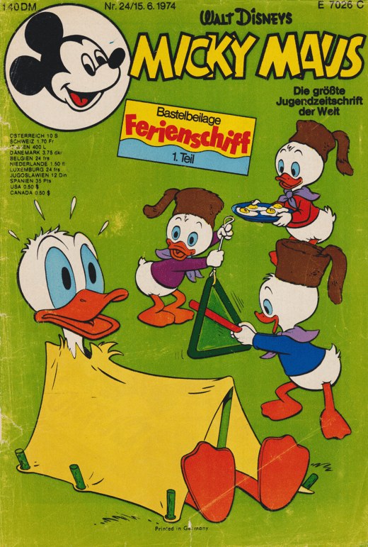 Micky Maus Tijdschrift Duitsland 1974-24 – Donald Duck Huey Dewey Louie Mickey Mouse – Originele uitgave