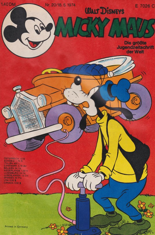 Micky Maus Magazine Germany 1974-20 – Goofy Mickey Mouse – Original Print Issue