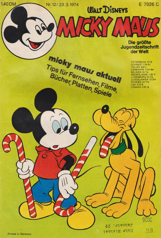 Micky Maus Magazine Germany 1974-12 – Micky Maus Pluto – Original Print Issue