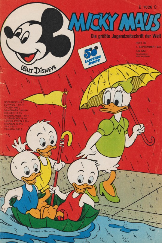 Micky Maus Revista Alemanha 1973-35 – Mickey Mouse Donald Duck Huey Dewey Louie – Edição original