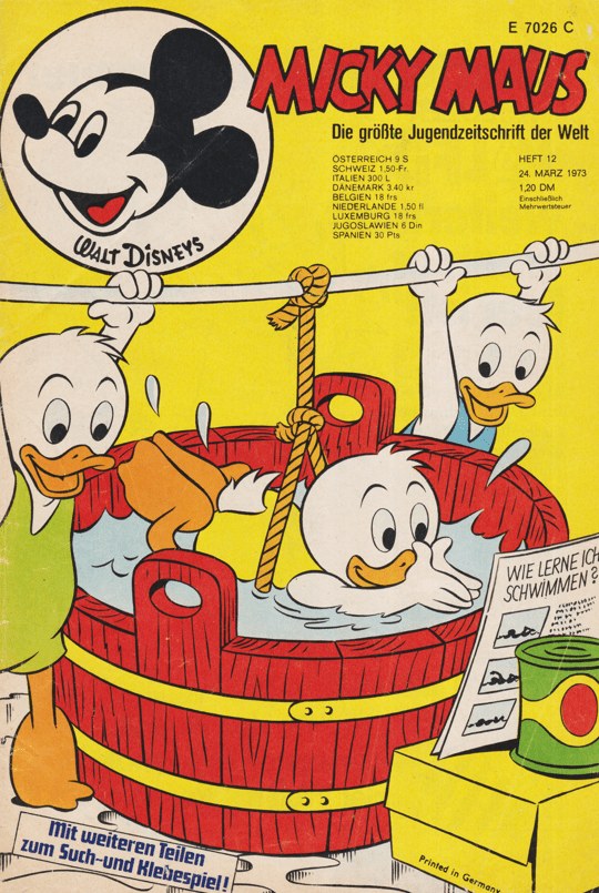 Micky Maus Lehti Saksa 1973-12 – Huey Dewey Louie Mickey Mouse – Alkuperäinen painos