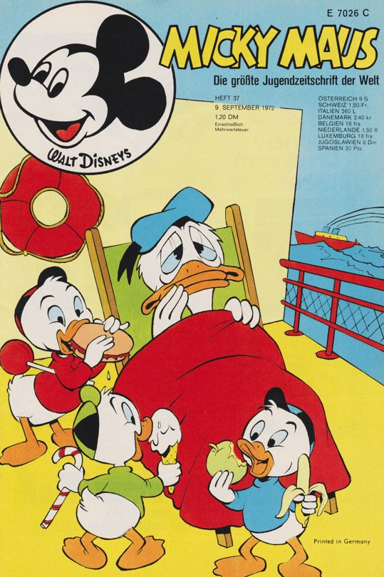 Micky Maus Revista Alemanha 1972-37 – Donald Duck Huey Dewey Louie Mickey Mouse – Edição original