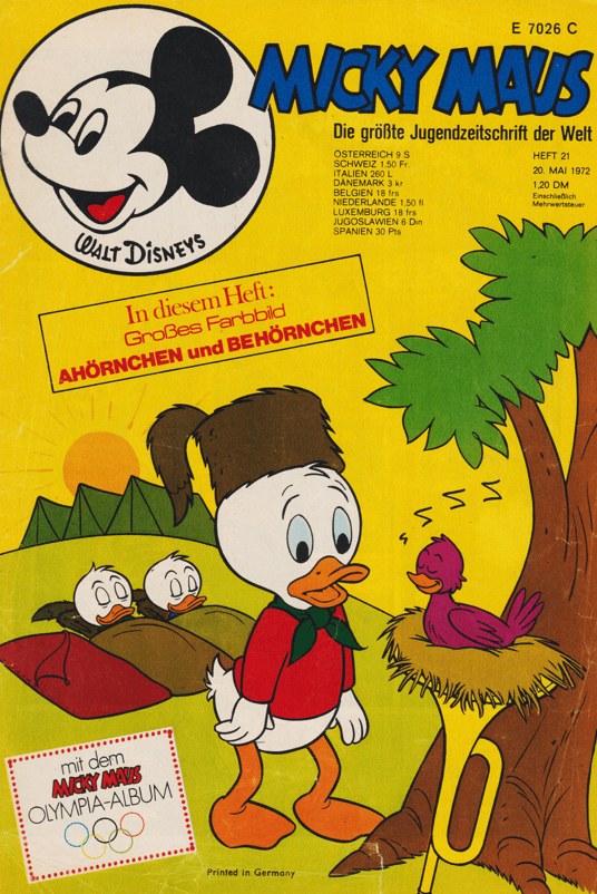 Micky Maus Rivista Germania 1972-21 – Mickey Mouse Donald Duck Tick, Trick Und Track – Edizione originale