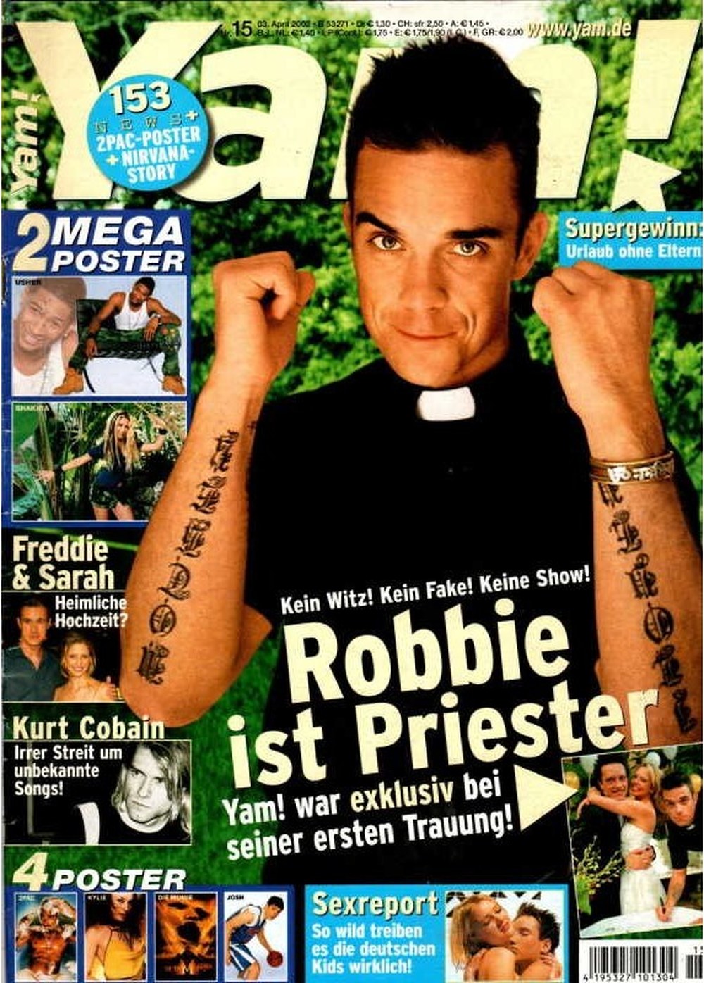 Yam Rivista Germania 2002-15 – Robbie Williams Usher Shakira Kurt Cobain 2Pac – Edizione originale