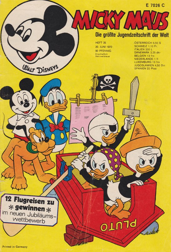 Micky Maus Magasin Tyskland 1970-25 – Micky Maus Donald Duck Pluto Tick, Trick Und Track – Originalutgåva