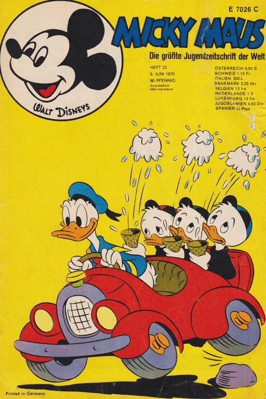 Micky Maus Lehti Saksa 1970-23 – Donald Duck Huey Duck Dewey Duck Louie Duck Mickey Mouse – Alkuperäinen painos