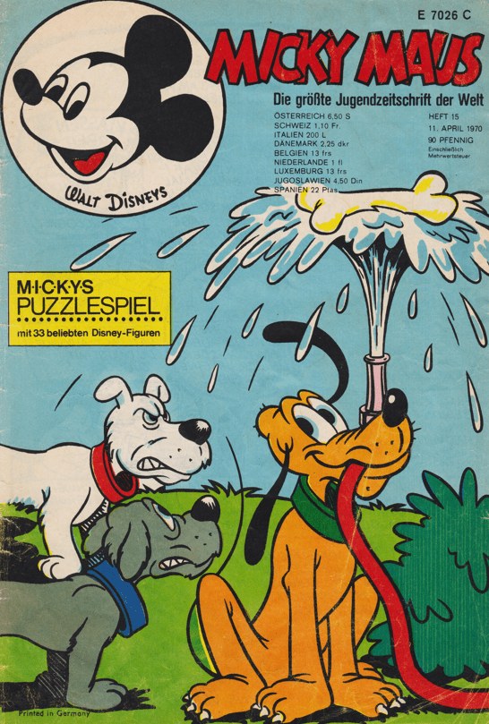 Micky Maus Lehti Saksa 1970-15 – Mickey Mouse Pluto – Alkuperäinen painos