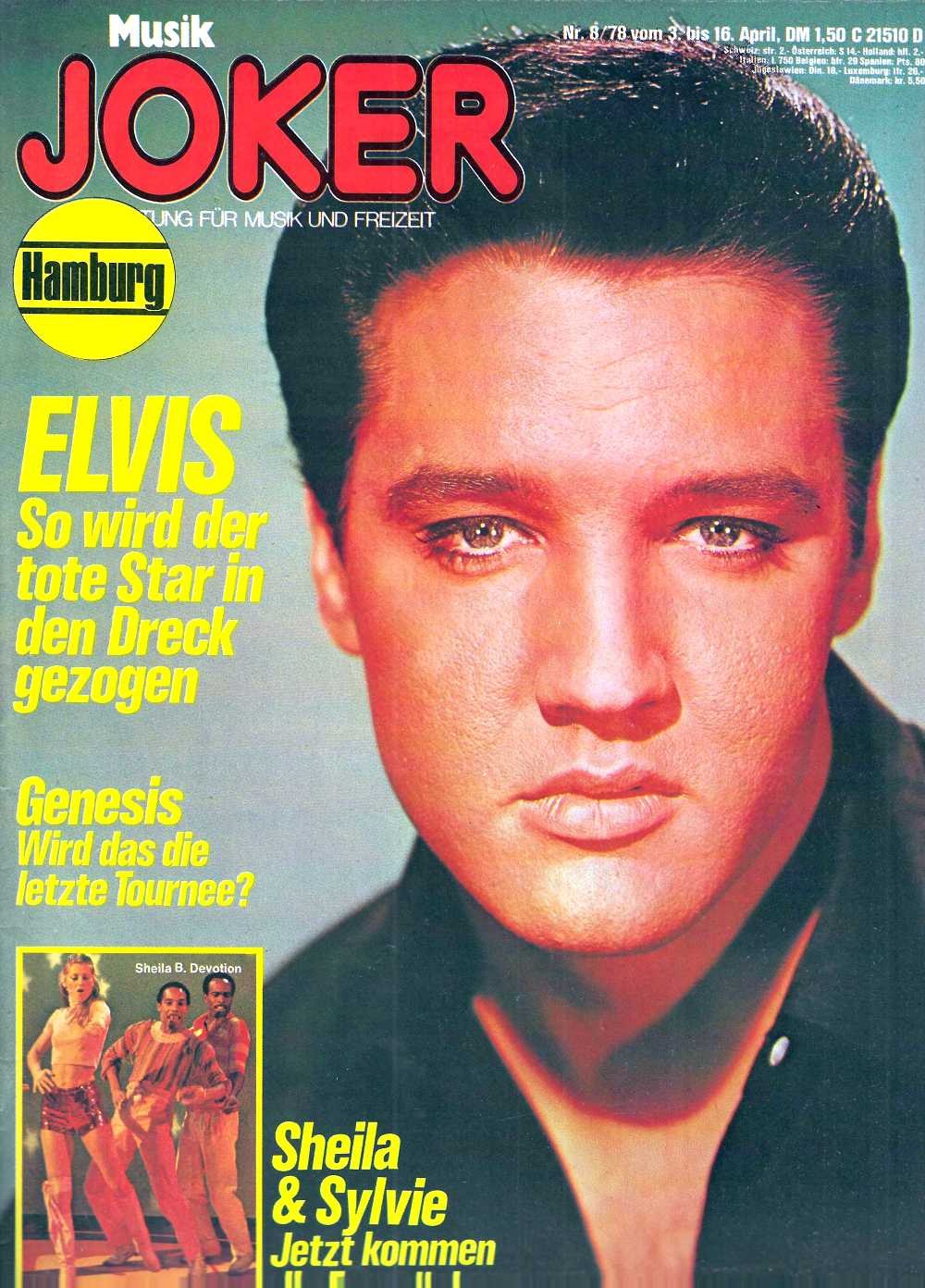 Musik Joker Magazine Germany 1978-08 – Elvis Presley Sheila B. Devotion Sylvie Vartan Genesis – Original Print Issue