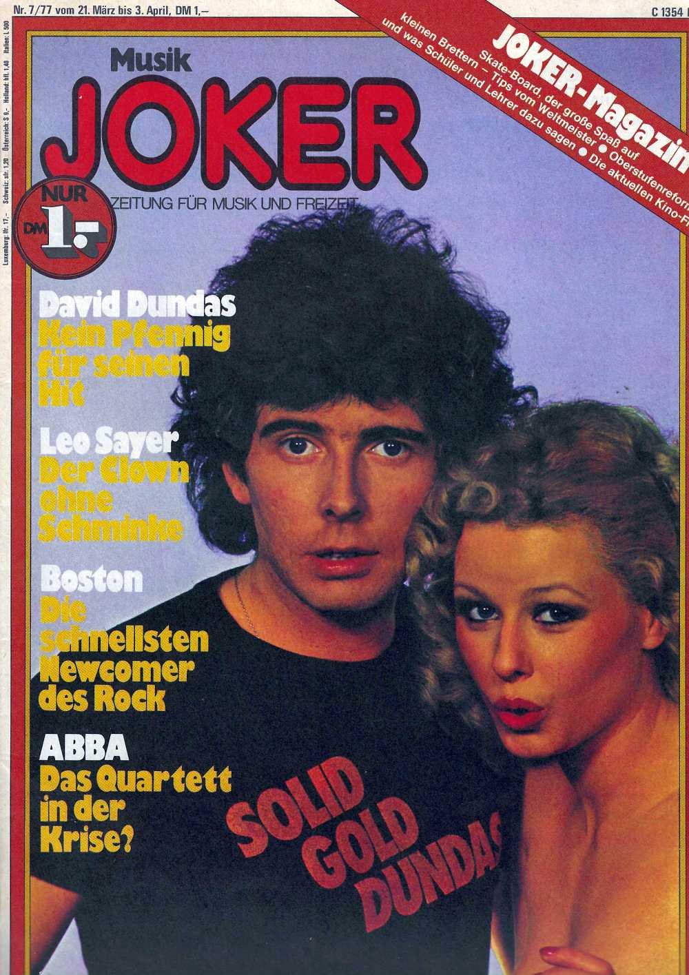 Musik Joker Revista Alemanha 1977-07 – David Dundas Leo Sayer ABBA Boston – Edição original