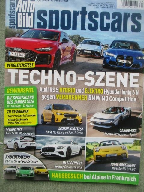 Auto Bild Sportscars 2026-09 Sportwagen Vergleichstest Audi RS 5 Hybrid