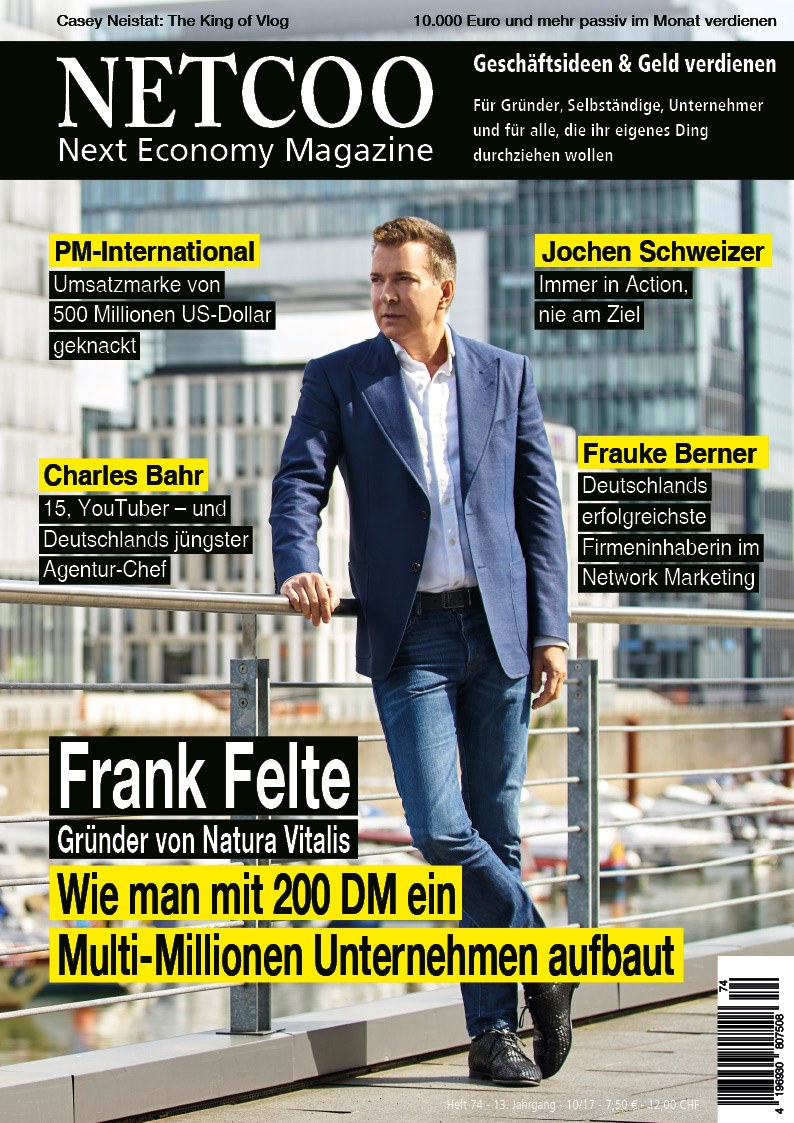 Netcoo Lehti Saksa 2017-10 – Frank Felte Charles Bahr Frauke Berner Jochen Schweizer Casey Neistat – Alkuperäinen painos