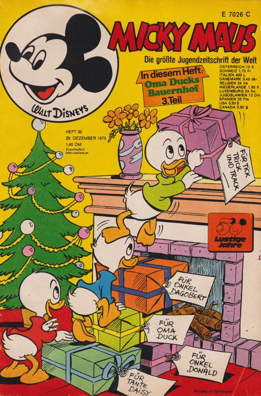 Micky Maus Revista Alemania 1973-52 – Mickey Mouse Donald Duck Huey Duck Dewey Duck Louie Duck – Edición original